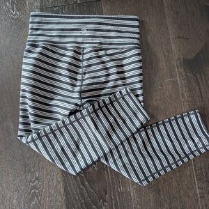 Athleta Black and White Leggings with Striped Design
